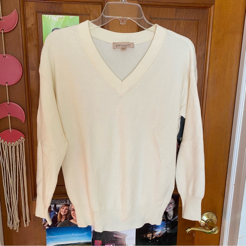 Philosophy Cream V-Neck Women's Sweater